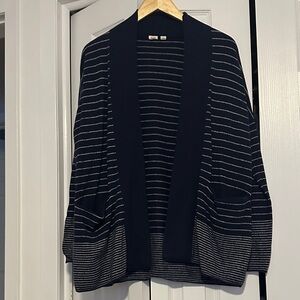 GAP Navy and White Striped Cardigan